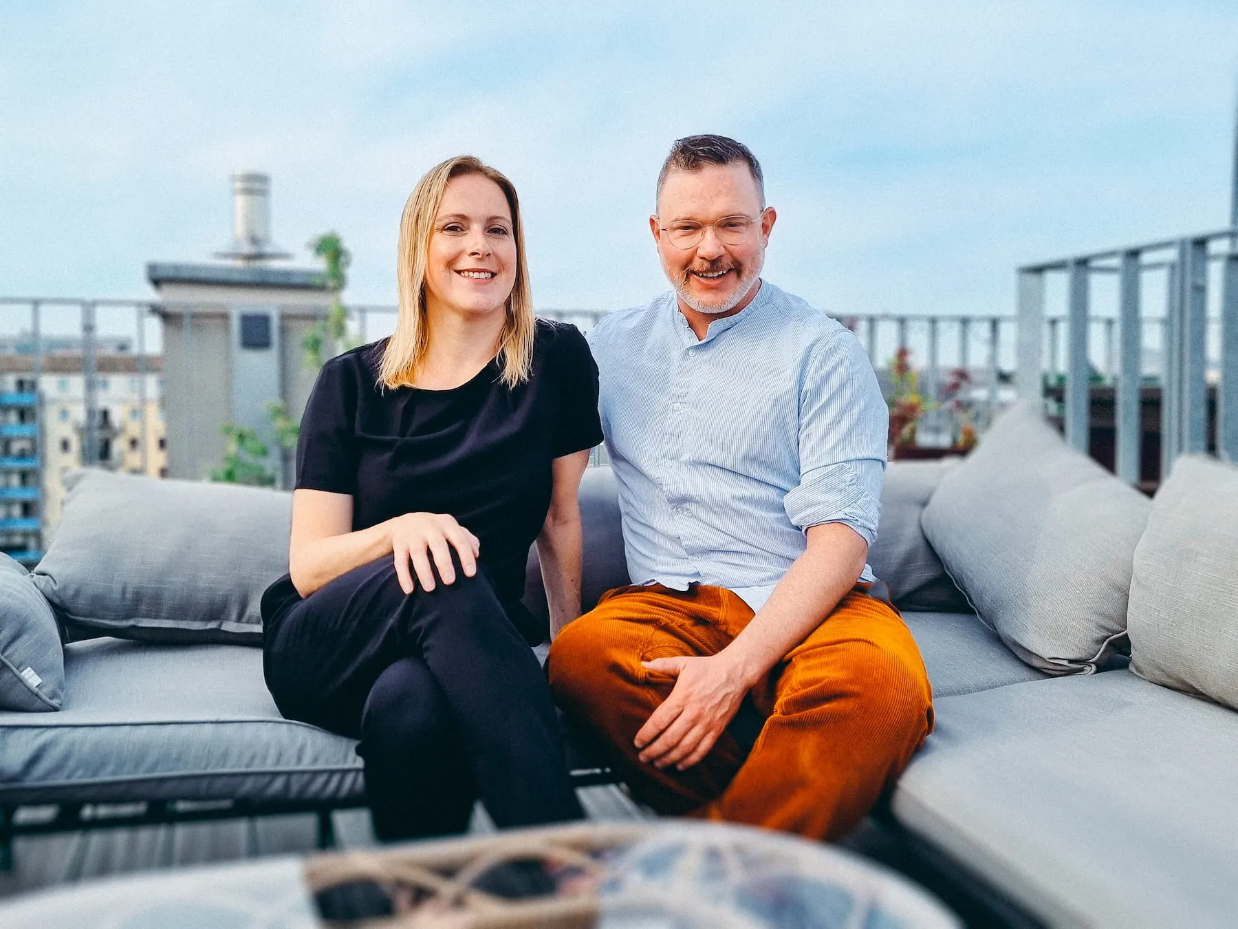 Image of Katrin and Paul sitting on Rooftop